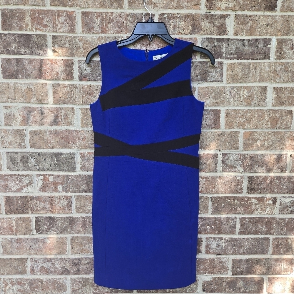 Emilio Pucci Asymmetrical Blue and Black Sheath Dress Size S